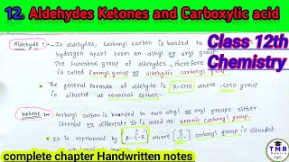 12 Aldehydes Ketones and Carboxylic acid  Class 12th Chemistry  TMR Basics  chemistrynotes [upl. by Weibel696]