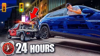 24 HOUR OVERNIGHT CHALLENGE in TOW TRUCK [upl. by Bebe]