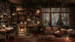 Library Ambience ASMR 📖 Library Sounds For Studying  Crackling Fireplace Sounds Page Turning amp More [upl. by Schroer]