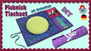 DIY  Picknick Tischset mit Bestecktasche • Sami Dolls Tutorials [upl. by Lisetta477]