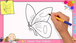 Comment dessiner un papillon FACILEMENT etape par etape pour ENFANTS 10 [upl. by Krum]