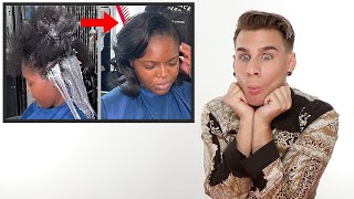 Hairdresser Reacts To Relaxer Treatment Satisfying [upl. by Gaylene]