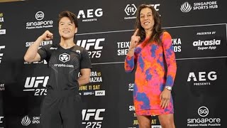 Zhang Weili vs Joanna Jędrzejczyk  Media Day Staredown  UFC 275 [upl. by Marco]