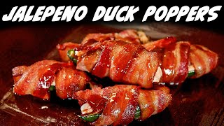 Bacon Wrapped Jalapeno Duck Poppers  Taste of Retirement [upl. by Ynnos]