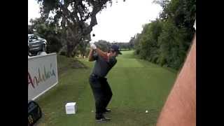 Francesco Molinari Golf Swing in slow motion Down the Line [upl. by Ehcram]