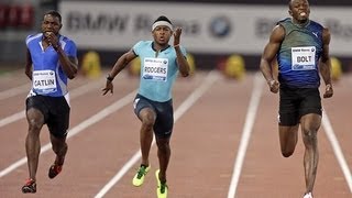 Justin Gatlin Beats Usain Bolt 100m  994  Golden Gala Rome Diamond League 2013ORIGINAL [upl. by Anillek908]