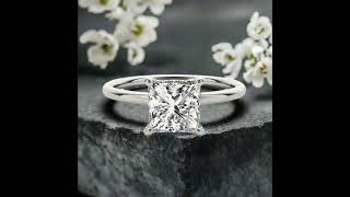 Remi Solitaire Lab Diamond Engagement Ring Hidden Halo Princess Cut 105 Carats [upl. by Almund958]