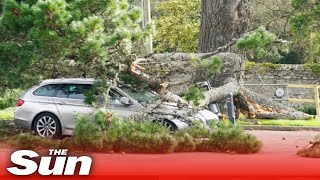 Storm Eunice Britain battered by 122mph winds in strongest storm in over 30 years [upl. by Luapnoj]