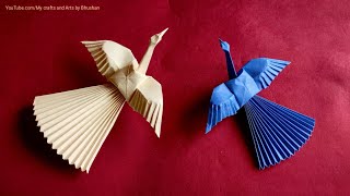 Tutorial  How to make an Origami Crane bird easily  DIY paper bird [upl. by Rhiana]