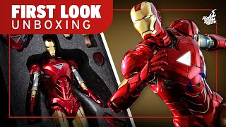 Hot Toys Iron Man Mark VI 20 With SuitUp Gantry Figure Unboxing  First Look [upl. by Enneicul]