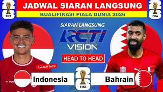 Jadwal Kualifikasi Piala Dunia 2026  Indonesia vs Bahrain  Head To Head Indonesia vs Bahrain [upl. by Suivatna]