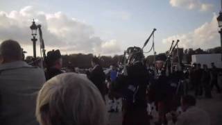 Bagpipe Band  Paris France Royalty Free Stock Footage [upl. by Oilime]