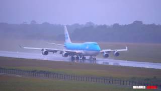 Boeing 747 KLM713 short Approach RWY29 SMJP [upl. by Harihs]