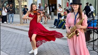 Gimme Gimme Gimme  ABBA  Karolina Protsenko amp Avelina Kushnir  Violin amp Sax Cover [upl. by Ahseenat]