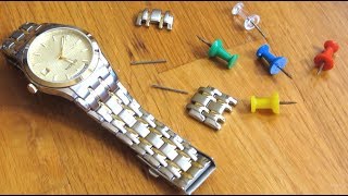 Remove Watch Links with Thumb Tacks  Adjust Resize Shorten Watch Band  How To No Tools [upl. by Trebloc]