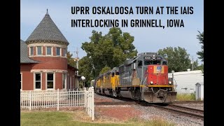 Union Pacific Oskaloosa Turn crosses the Iowa Interstate at Grinnell IA [upl. by Davenport]