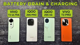 5G BATTERY Drain amp CHARGING Test  VIVO T3 Ultra vs VIVO T3 Pro vs iQOO Z9s Pro vs iQOO Z9s 5G [upl. by Adlai]