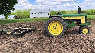 John Deere 730 Tractor and John Deere AW Disk [upl. by Il984]