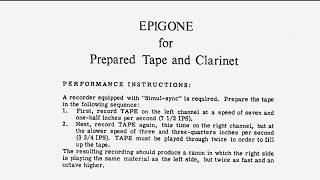 Epigone  For prepared tape and clarinet [upl. by Fax]