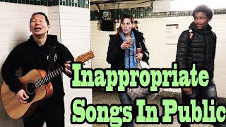 SINGING INAPPROPRIATE SONGS in the NYC SUBWAY SINGING IN PUBLIC [upl. by Meras249]