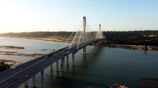 Port Mann Bridge 4K  Worlds Widest Bridge  Aerial View [upl. by Chesney]