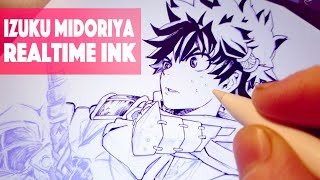 Inking Samurai Izuku Midoriya  Realtime  Anime Manga Drawing Sketch [upl. by Gabe]