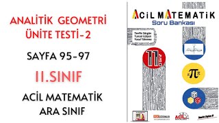 11Sınıf Soru Bankası Analitik Geometri Ünite Testi2 Sayfa 9597 [upl. by Yee]