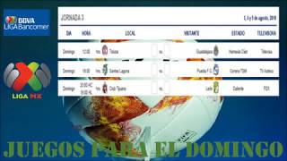 Horarios J3 TelevisoraEstadioFecha AP18 Liga MX  20182019 [upl. by Viola868]