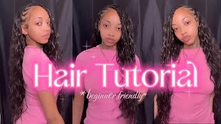 HALF FEED INS HALF QUICK WEAVESTYLE TUTORIAL  Quick amp Easy For Beginners ✨ tutorial [upl. by Poler591]