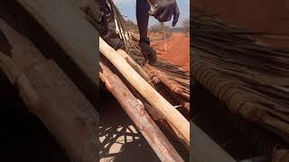 How to lay a makuti roofthatched roofshortsconstruction methodsthatch roofmakuti [upl. by Elkin843]