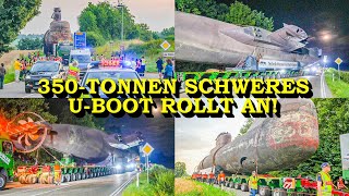 SPEKTAKULÄRER SCHWERTRANSPORT 350 TONNEN SCHWERES UBOOT U17 ROLLT GEKIPPT NACH SINSHEIM [upl. by Ghiselin551]