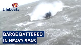 Dover RNLI volunteers rescue 65ft barge in heavy seas [upl. by Nnayrrehs291]