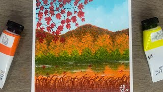 Easy Autumn Landscape Painting for Beginners  Acrylic Painting for Beginners [upl. by Ginger]