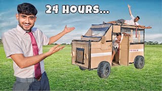 24 hours survival challenge in cardboard bus [upl. by Kaslik]