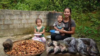 How to harvest turmeric and giant fish  bring it to the market to sell with your children [upl. by Aihsenot4]