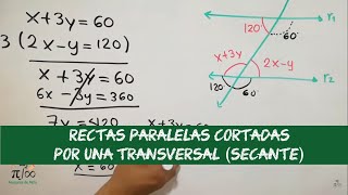 Rectas paralelas cortadas por una transversal  Explicación y ejercicio resuelto [upl. by Haikan]