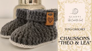 Chaussons bébé quotThéo amp Léaquot  3 mois  Tuto Crochet [upl. by Nawk677]