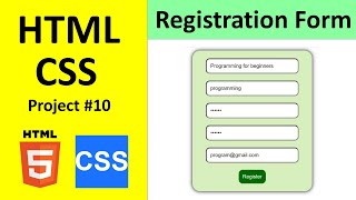 HTML CSS Project 10  Simple Registration Form in HTML amp CSS [upl. by Yemerej]