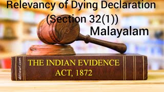 Relevancy of Dying Declaration Section 321 Indian evidence act in Malayalam [upl. by Aip]