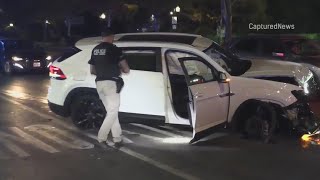 CPD Car thieves crash into post while attempting to flee scene of armed carjacking in Washington He [upl. by Ecinehs596]