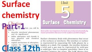 12th Surface chemistry part1 NCERT physical class 12 chapter 5 IIT JEE Mains NEET [upl. by Rurik]