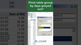 Excel pivot table group by days greyed out excelpivottable youtubemadeforyou [upl. by Ainex756]