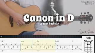 Canon in D  Johann Pachelbel  Fingerstyle Guitar  TAB  Chords  Lyrics [upl. by Murton]