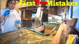 Our First TIME pouring Stone coat countertops [upl. by Erehc]