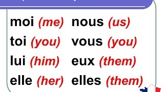 French Lesson 101  MOI TOI LUI ELLE NOUS VOUS EUX ELLES  Disjunctive pronouns Pronoms disjonctifs [upl. by Raphaela]