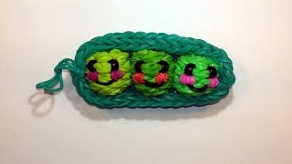 3D Happy Peas in a Pod Tutorial by feelinspiffy Rainbow Loom [upl. by Imyaj]