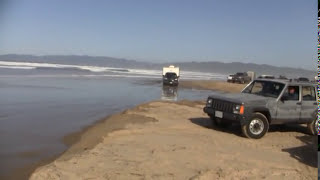 High Tide Water Crossing PIsmo Beach almost goes Wrong [upl. by Annaillil]