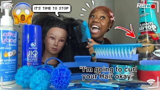 Doing my Mannequin Long Hair Only using Blue products Name reveal [upl. by Ayotnom]