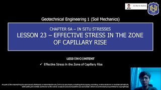 Geotechnical Engg 1 Soil Mechanics  Effective Stress in the Zone of Capillary Rise [upl. by Anjali]