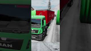 Mix Color Long City Buses amp Double Flatbed Trailer Truck vs Big Bollards shorts beamngdrive 75 [upl. by Kenric]